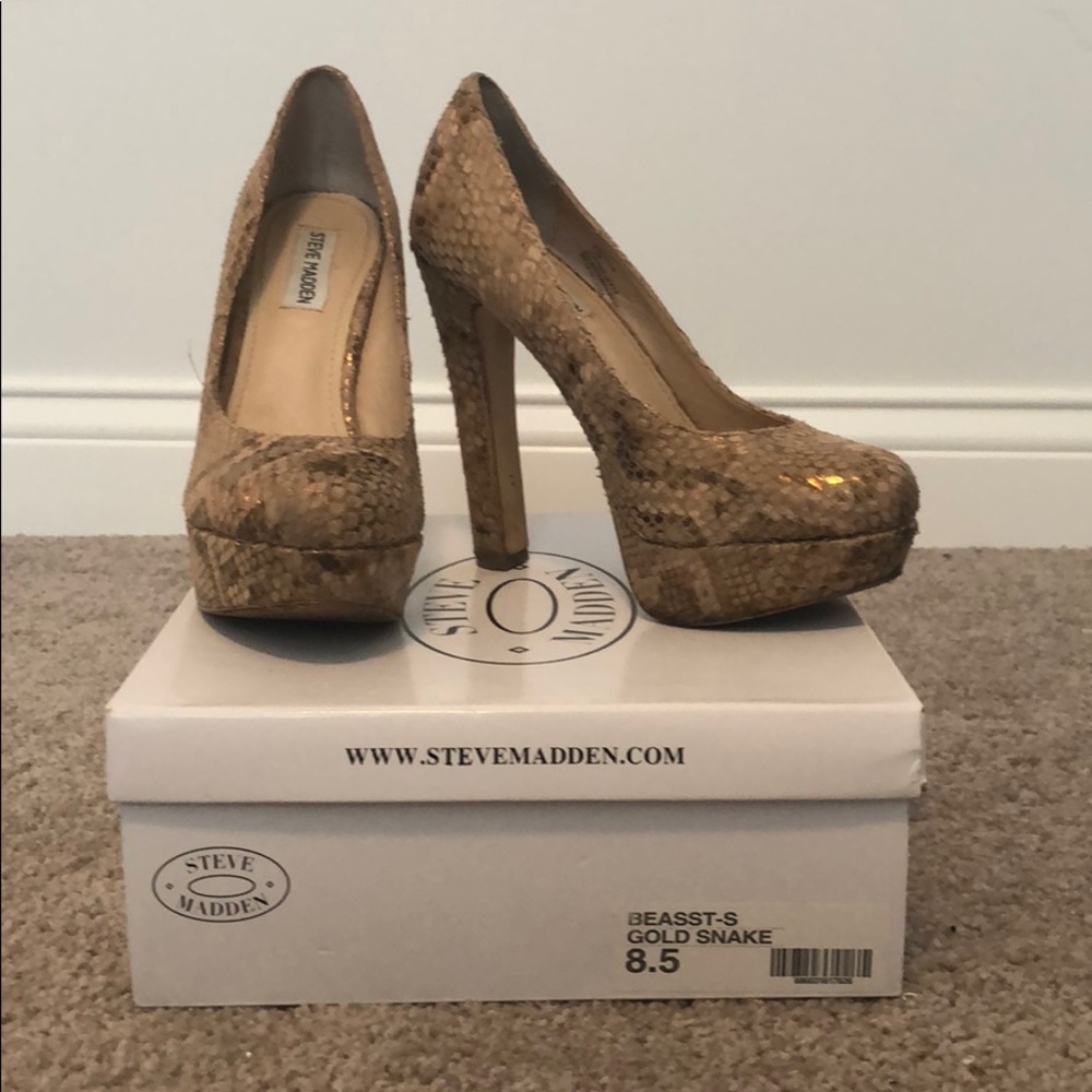 Steve Madden Gold Snake Platform Heels